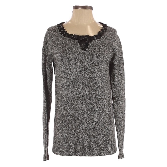 J Crew 100% Lambs Wool Sequin Gray Soft Pullover Sweater Size S - Picture 1 of 8